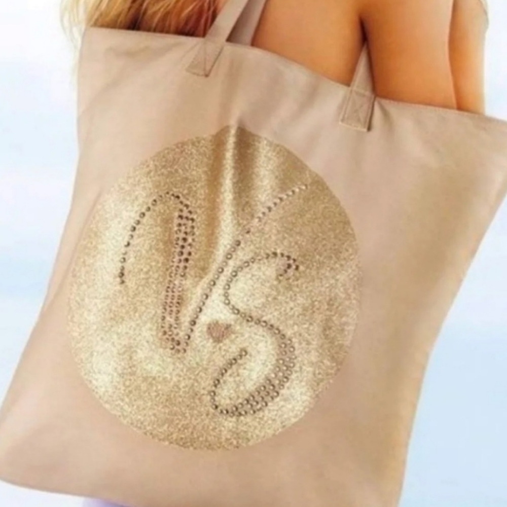 NWOT Victoria's Secret Embellished Canvas Tote Bag